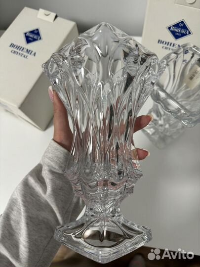 Хрустальная ваза bohemia 22 см 2 штуки