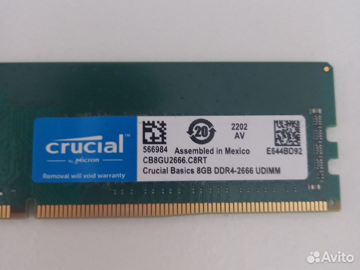 Оперативная память crucial ddr4 8gb 2666