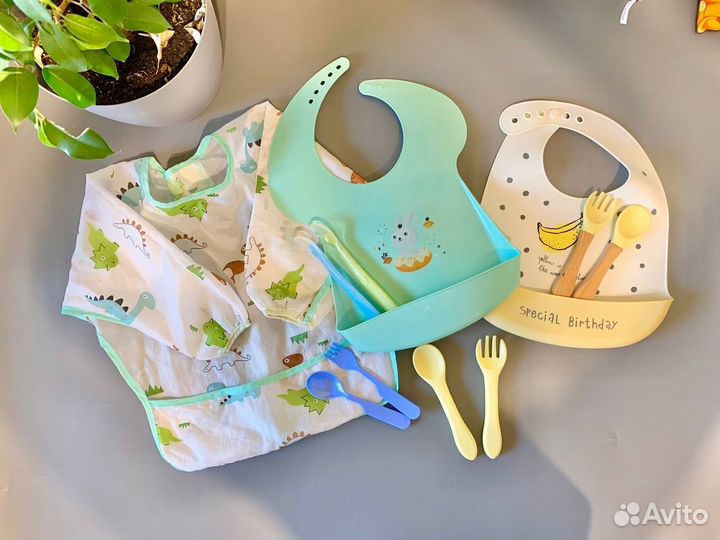 Набор для прикорма слюнявчик ложка вилка