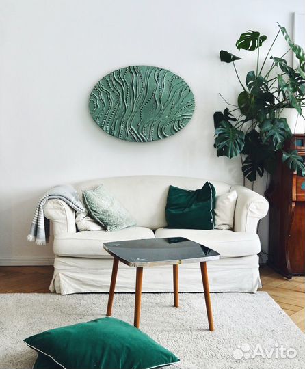 Интерьерная картина овальная, абстракция, паста