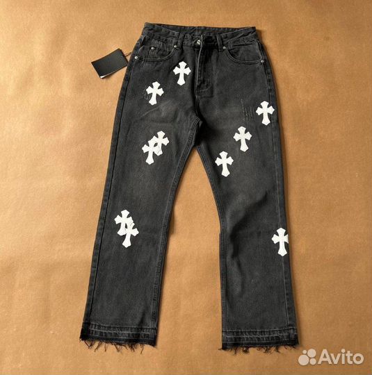 Черные Джинсы Chrome Hearts с крестами Новые