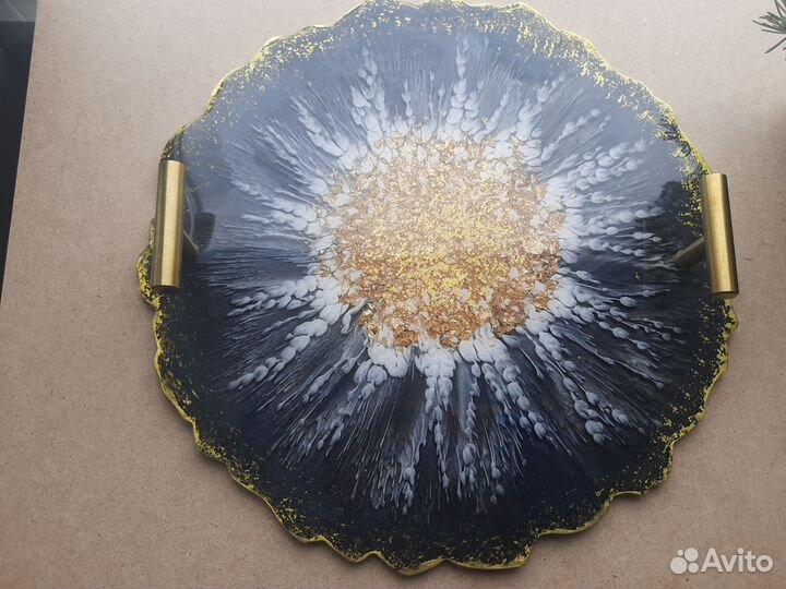 Поднос и подстаканники ручной работы