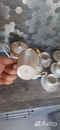 Кофейный набор ссср. Костяной фарфор. Песочное