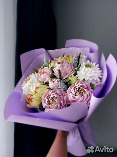 Букет из зефира, зефирные цветы, подарок, десерт