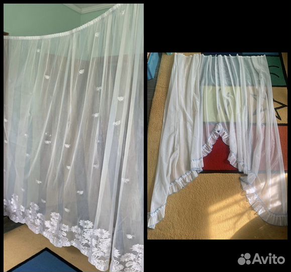 Тюль 2шт(ш-3м,д-2,1), (ш-2,85,д-1,90)
