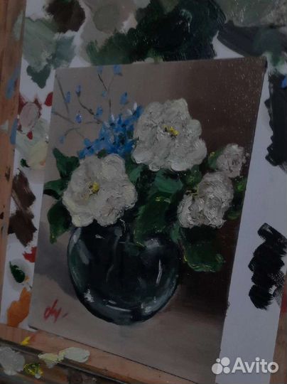 Картина маслом цветы на холсте ручная работа 20/15
