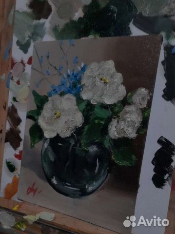 Картина маслом цветы на холсте ручная работа 20/15