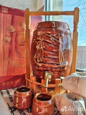 Винтажный сувенир, для коньяка, керамика,боченок