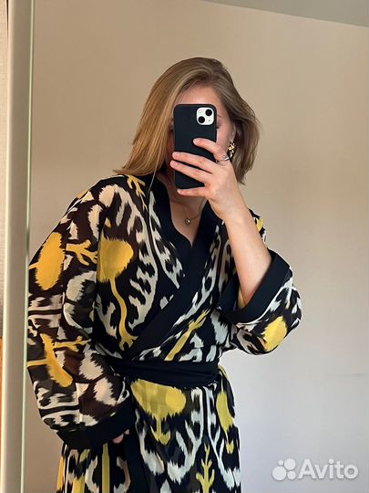 Шелковый халат кимоно платье