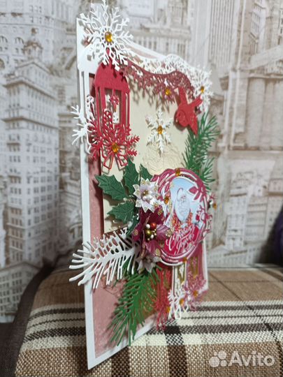 Новогодняя открытка ручной работы