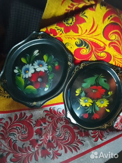 Жостово подносы авторские, шкатулки Палех