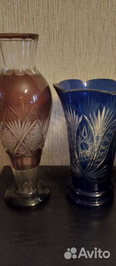 Вазы из цветного хрусталя. СССР