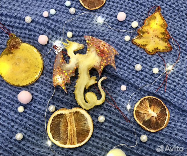 Елочные игрушки ручная работа из эпоксидной смолы