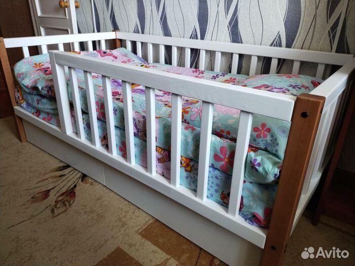 Кроватка с бортиком от 2х лет сингл берёза