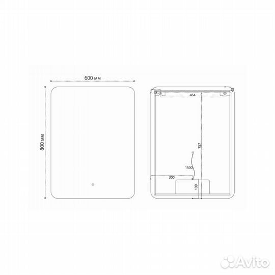 Зеркало Vincea VLM-3BE600 600х800 c сенсорным выкл
