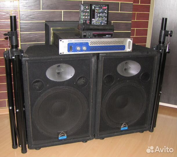 Колонки WDL 1200W Усилок Микшер Микрофон Треноги