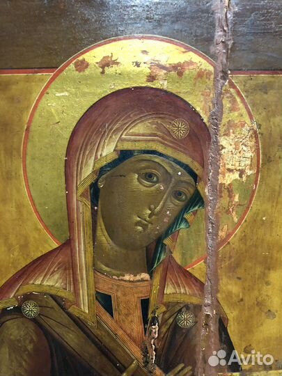 Антиквариат Икона Мария серебро