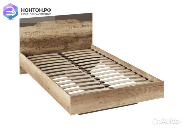 Кровать Пилигрим 1.2 м дуб каньон светлый / фон се