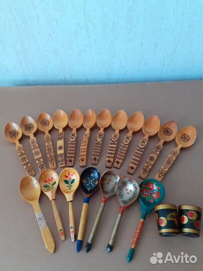 Доски разделочные расписные, ложки деревянные