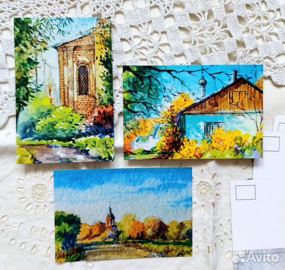 Открытки акварель набор