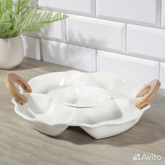 Менажница керамическая 4 секции 'Эстет', 34x30x5 с