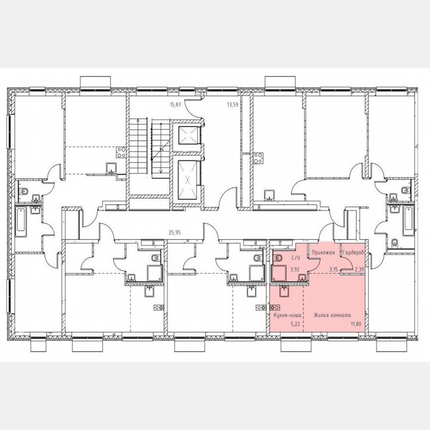 Квартира-студия, 26,5 м², 11/19 эт.