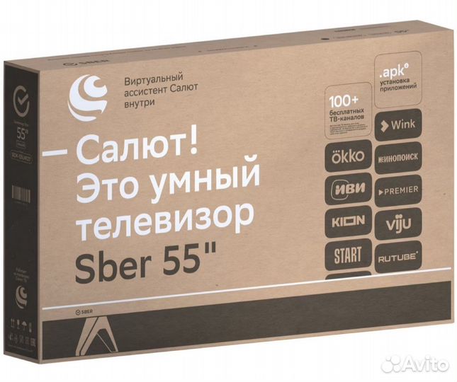 Телевизор Sber 55 дюймов, 4К UHD, SDX-55U4010B