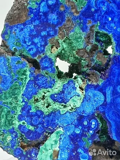 Азурит с малахитом пластина