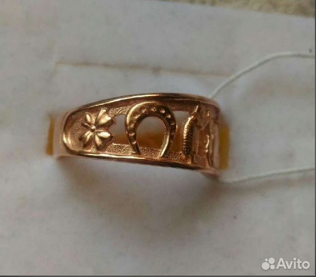 Серебряное кольцо, позолоченное, размер 19