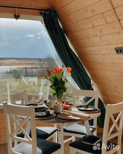 Отдых в А-фрейме на берегу реки