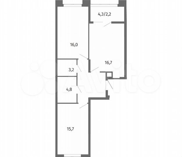 2-к. квартира, 67,4 м², 10/13 эт.