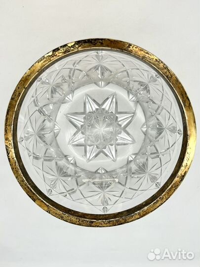 Большая ваза хрусталь серебро 84 проба вес 2 кг