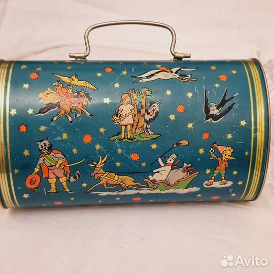 Елочные игрушки ссср.Жестяной сундучек 1957г