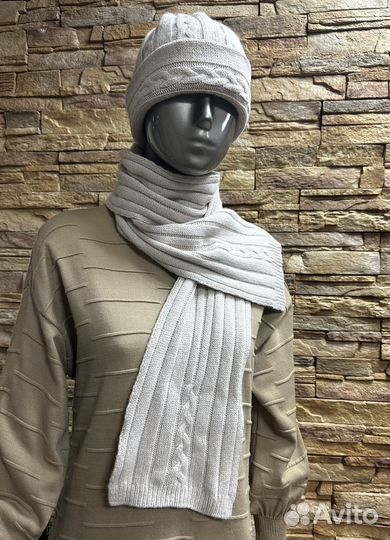 Комплект шапка и шарф Италия шерсть ангора
