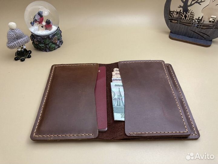 Портмоне тройное натуральная кожа