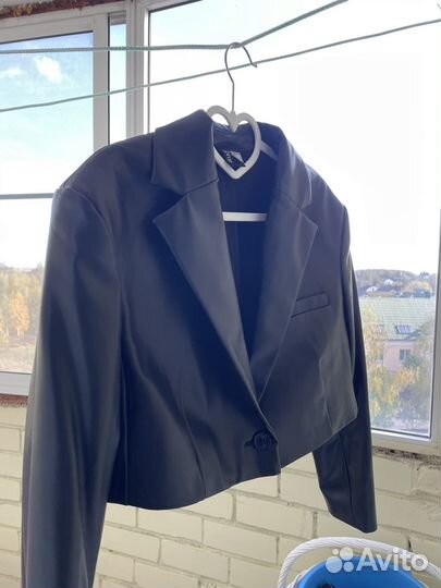 Кожаный пиджак h&m/hm