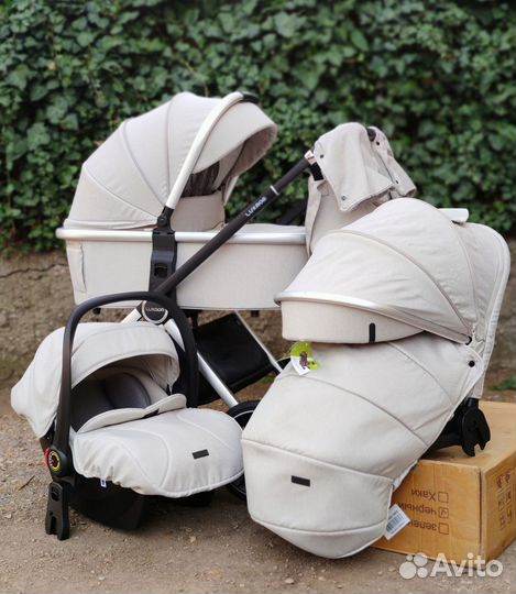 Коляска 3 в 1 Luxmom 750 бежевая