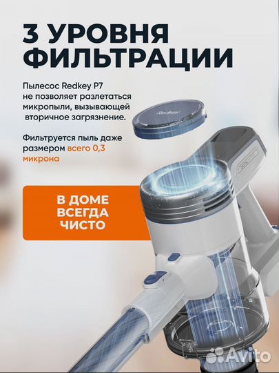 Вертикальный пылесос Xiaomi Redkey P7 Новый