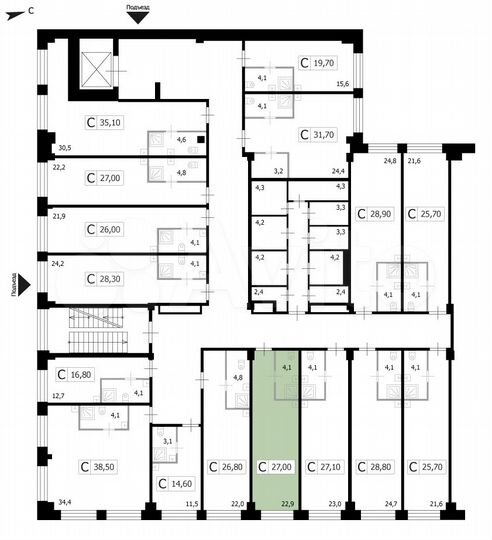 Квартира-студия, 27 м², 1/8 эт.