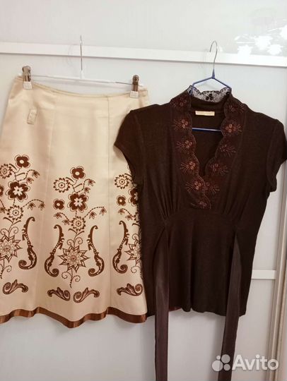 Юбка атласная+блузка