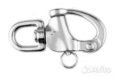 Отцепной карабин с вертлюгом нержавеющий, 70мм
