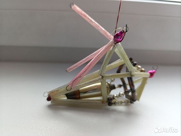 Елочная игрушка СССР вертолет из стекляруса