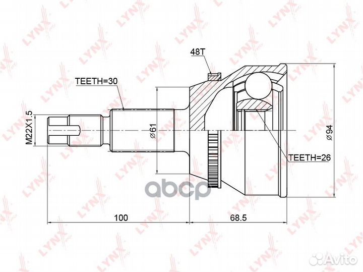 Шрус наружный перед прав/лев CO3759A lynxauto