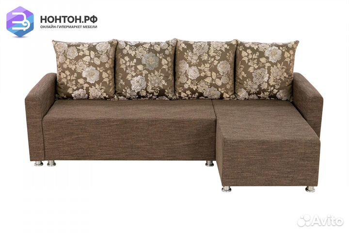 Диван угловой еврокнижка Челси коричневый