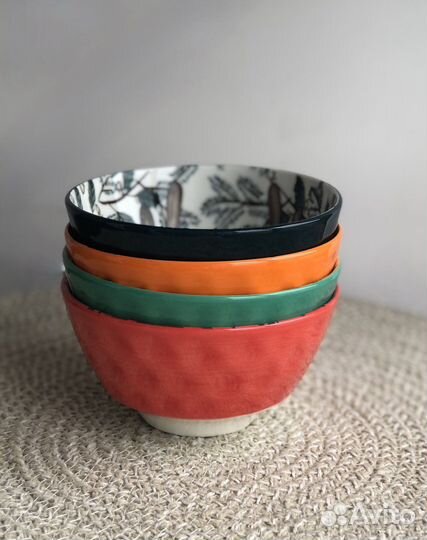 Керамические детские пиалы мишка заяц олень посуда