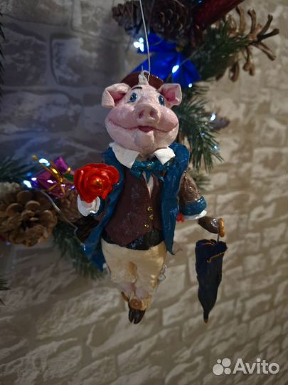 Ватная елочнаяигрушка Свинья