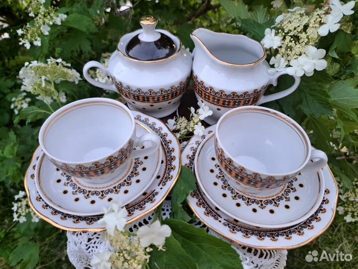 Рижские кофейные трио/сливочник/сахарница