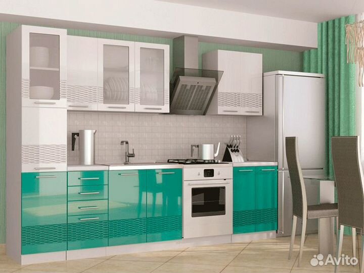 Кухня София 3D Пенал (04 м) (белый/бирюза)