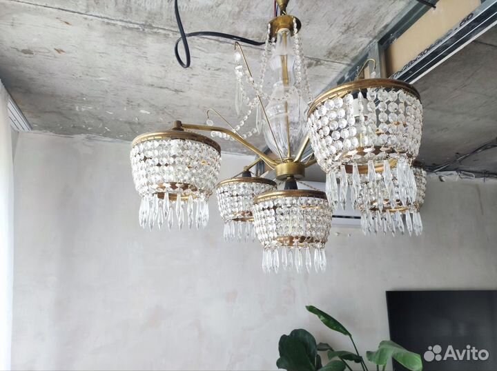 Люстра винтаж, хрусталь, чехия, чссср