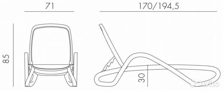 Шезлонг-лежак пластиковый Nardi, Alfa Кофе